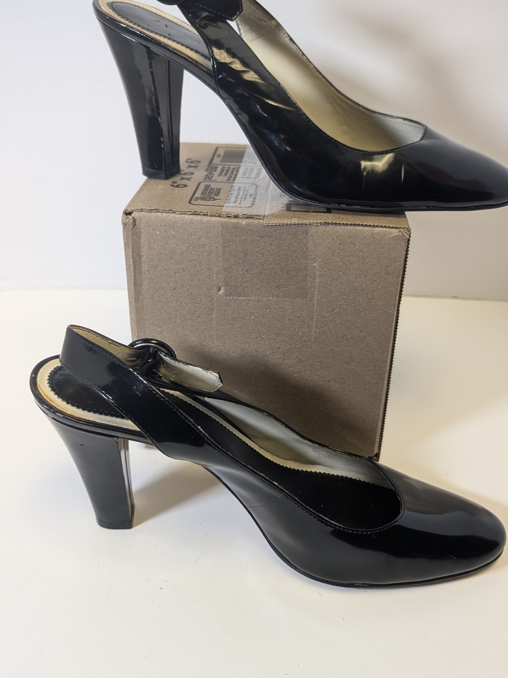 Anne Klein Black Patent Slingback Heels